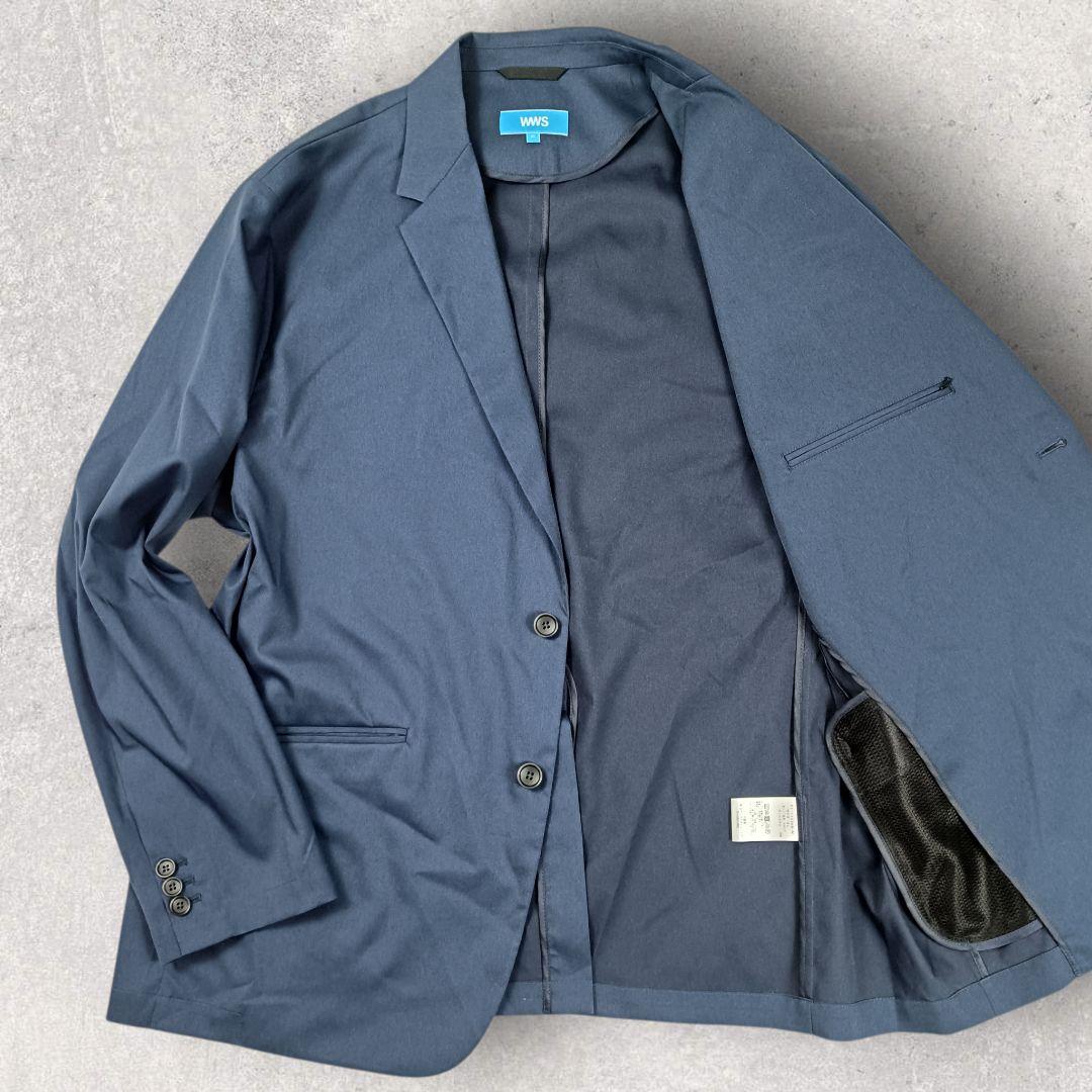 WWS 大きいサイズ セットアップ ダークネイビー 洗える ストレッチ 撥水