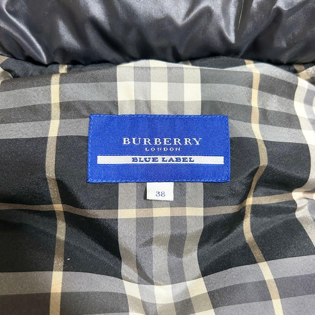 極美品✨ バーバリーブルーレーベル ダウンベスト ノバチェック ラクーンファー