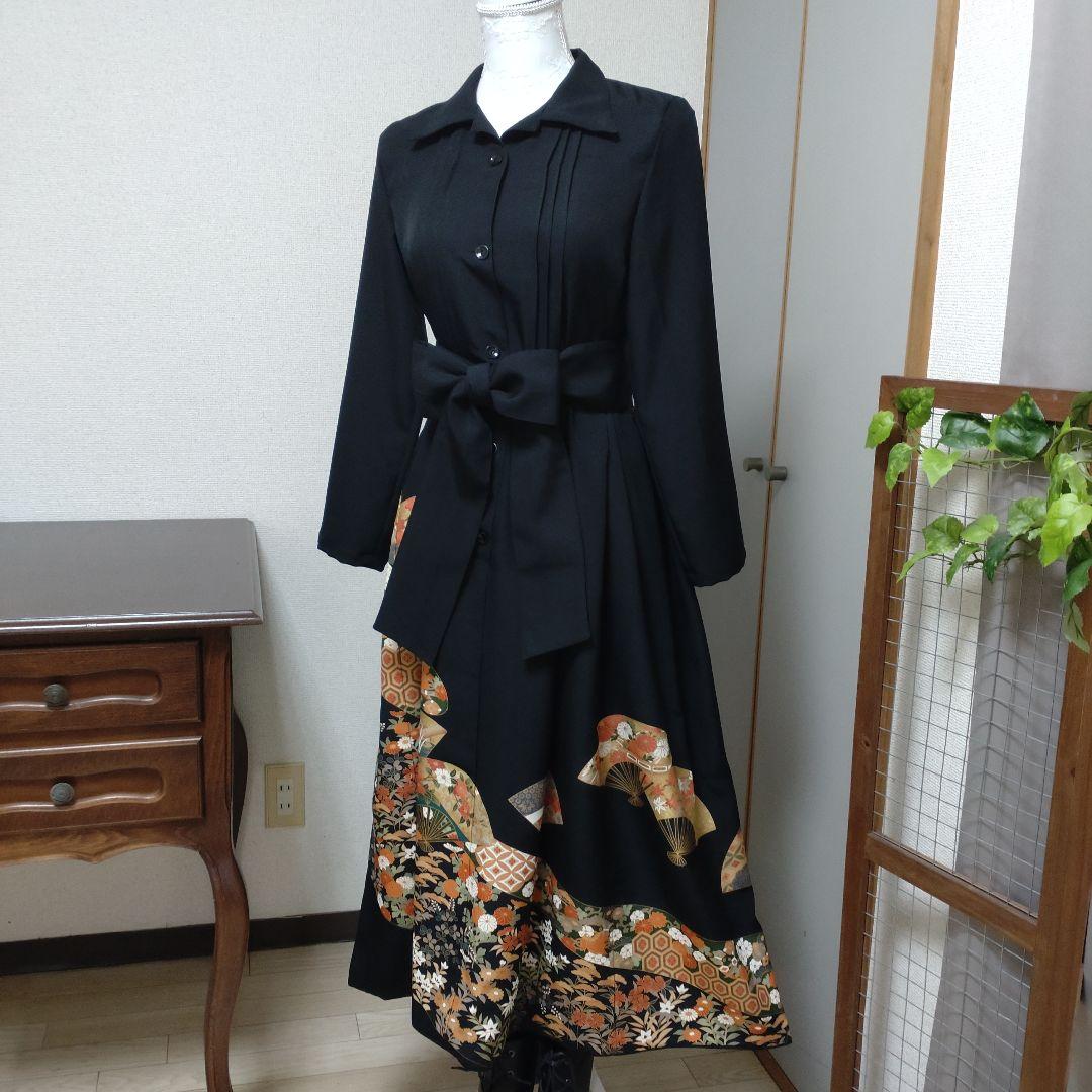 着物リメイク　留袖シャツワンピース