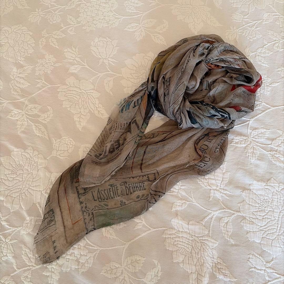 ファリエロサルティ　大判ストール　シルク混　誌面柄