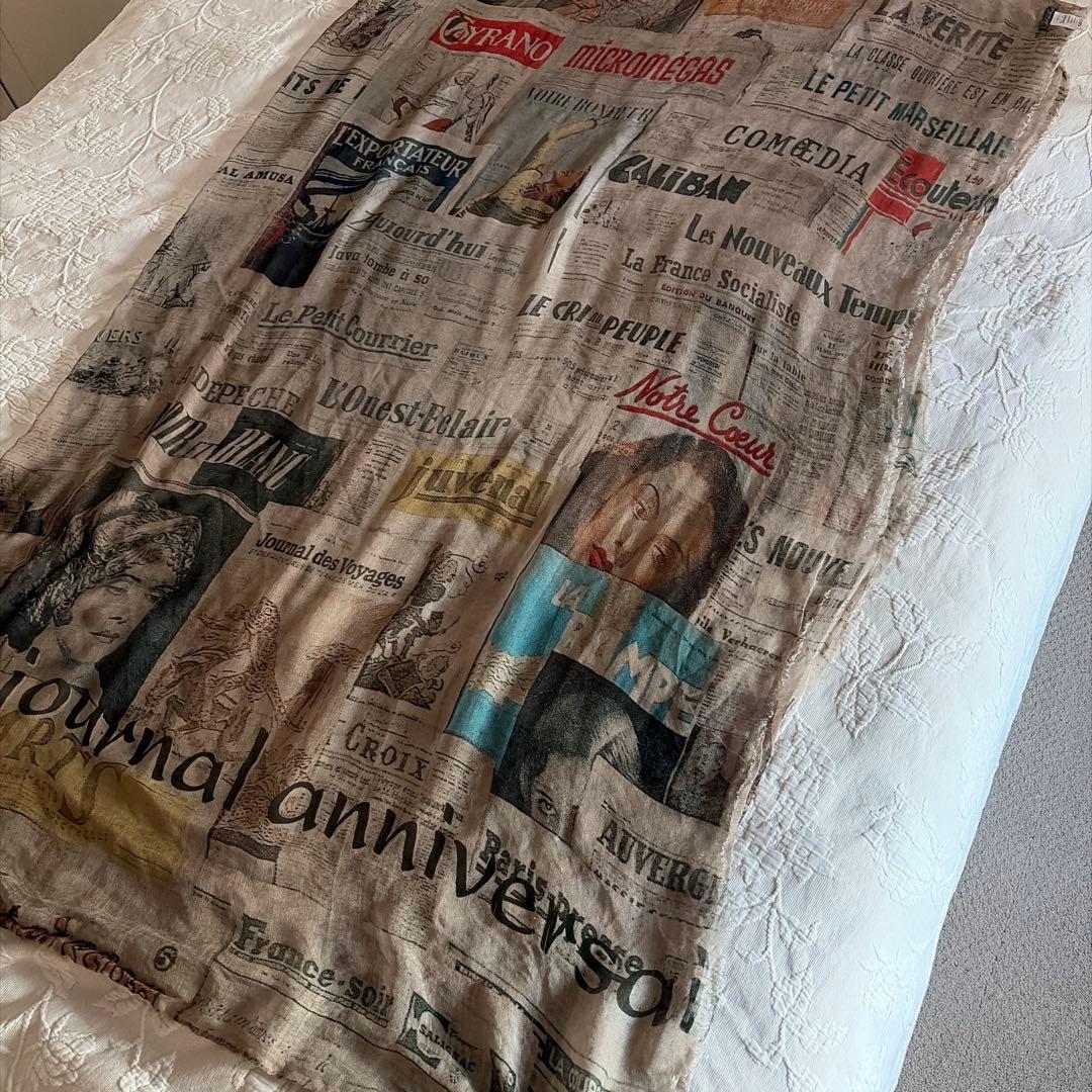 ファリエロサルティ　大判ストール　シルク混　誌面柄