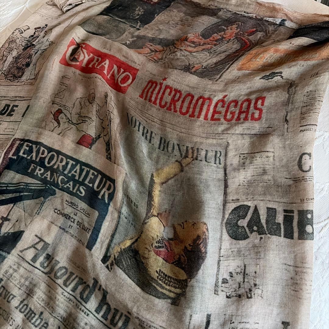 ファリエロサルティ　大判ストール　シルク混　誌面柄