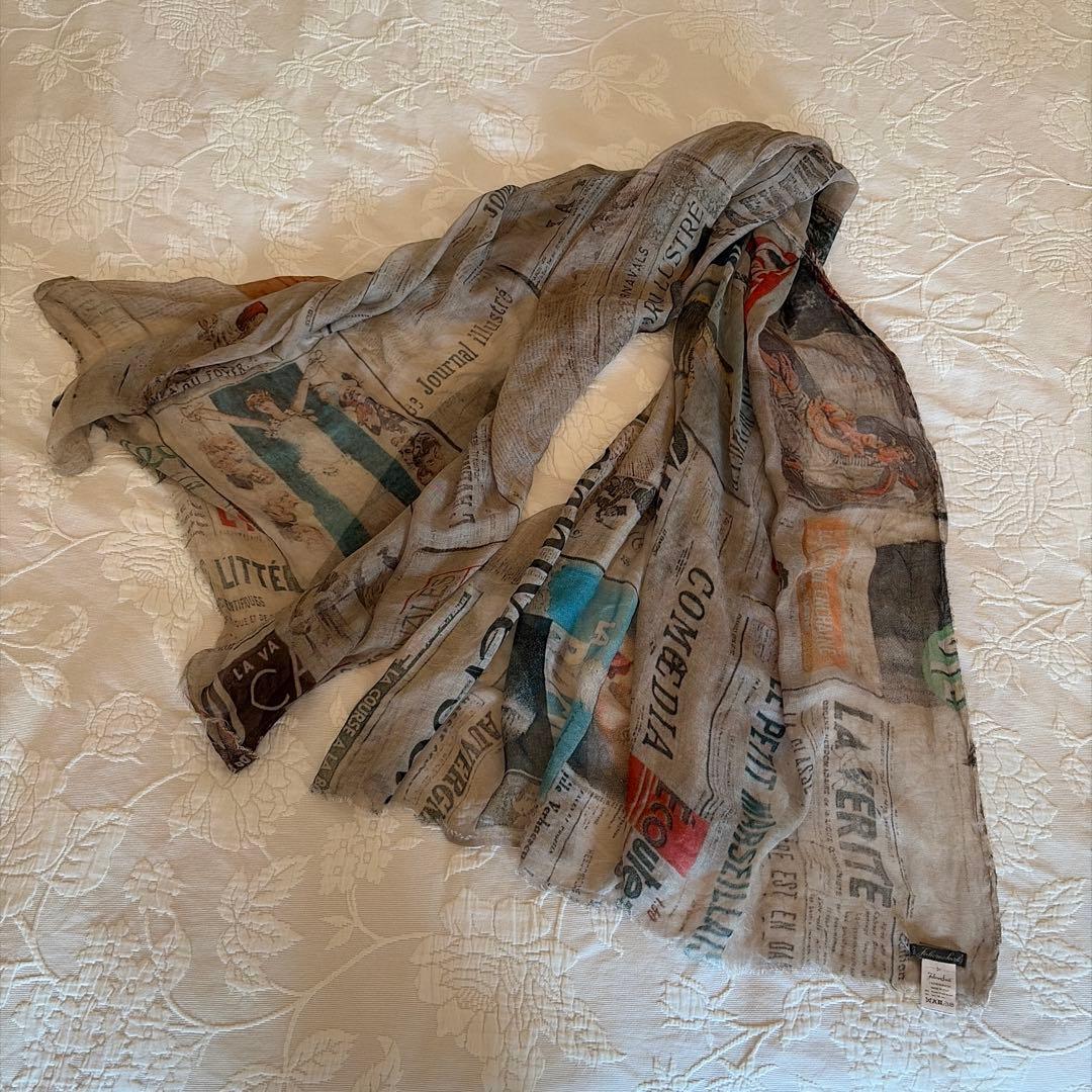 ファリエロサルティ　大判ストール　シルク混　誌面柄