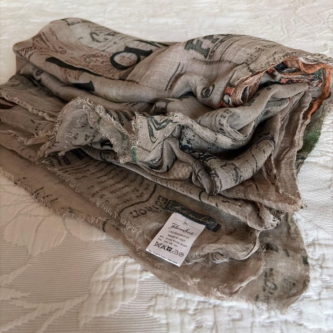 ファリエロサルティ　大判ストール　シルク混　誌面柄