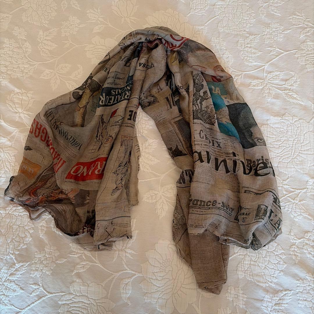 ファリエロサルティ　大判ストール　シルク混　誌面柄