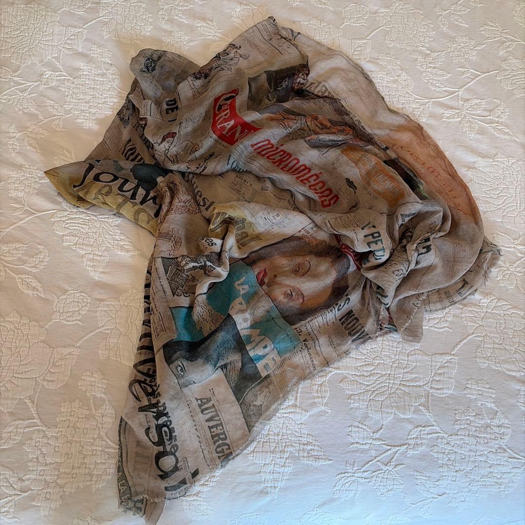 ファリエロサルティ　大判ストール　シルク混　誌面柄