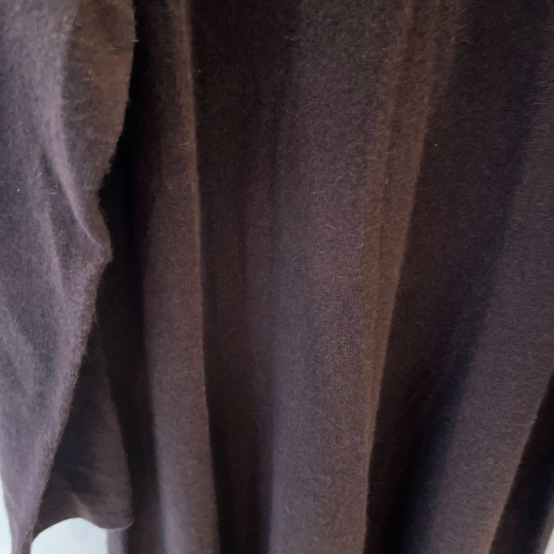 カシミヤ100%❤️モックネックAラインワンピースドレス❤️ダークブラウン