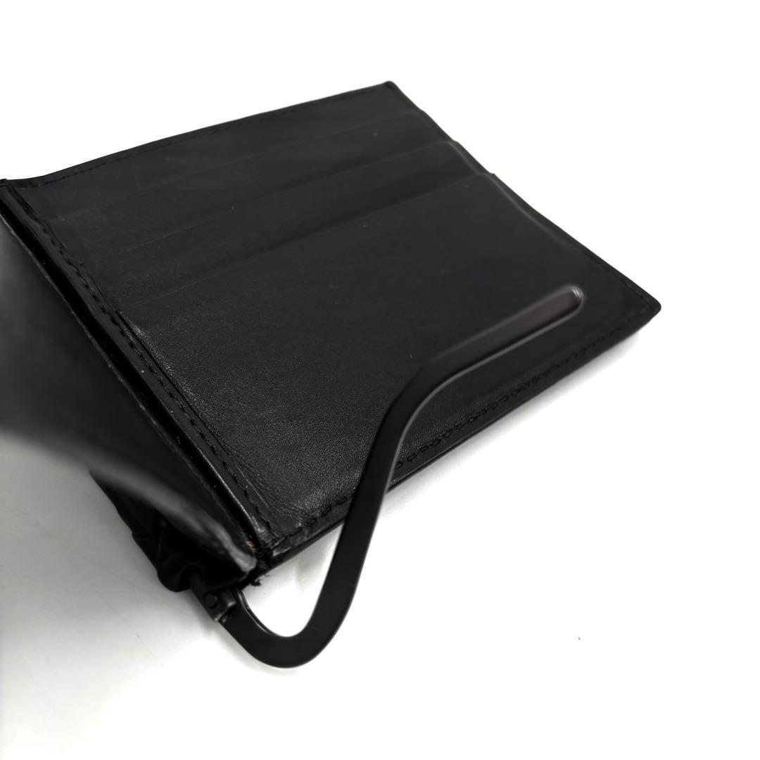 【美品】ボッテガヴェネタ マネークリップ イントレチャート レザー メンズ 黒