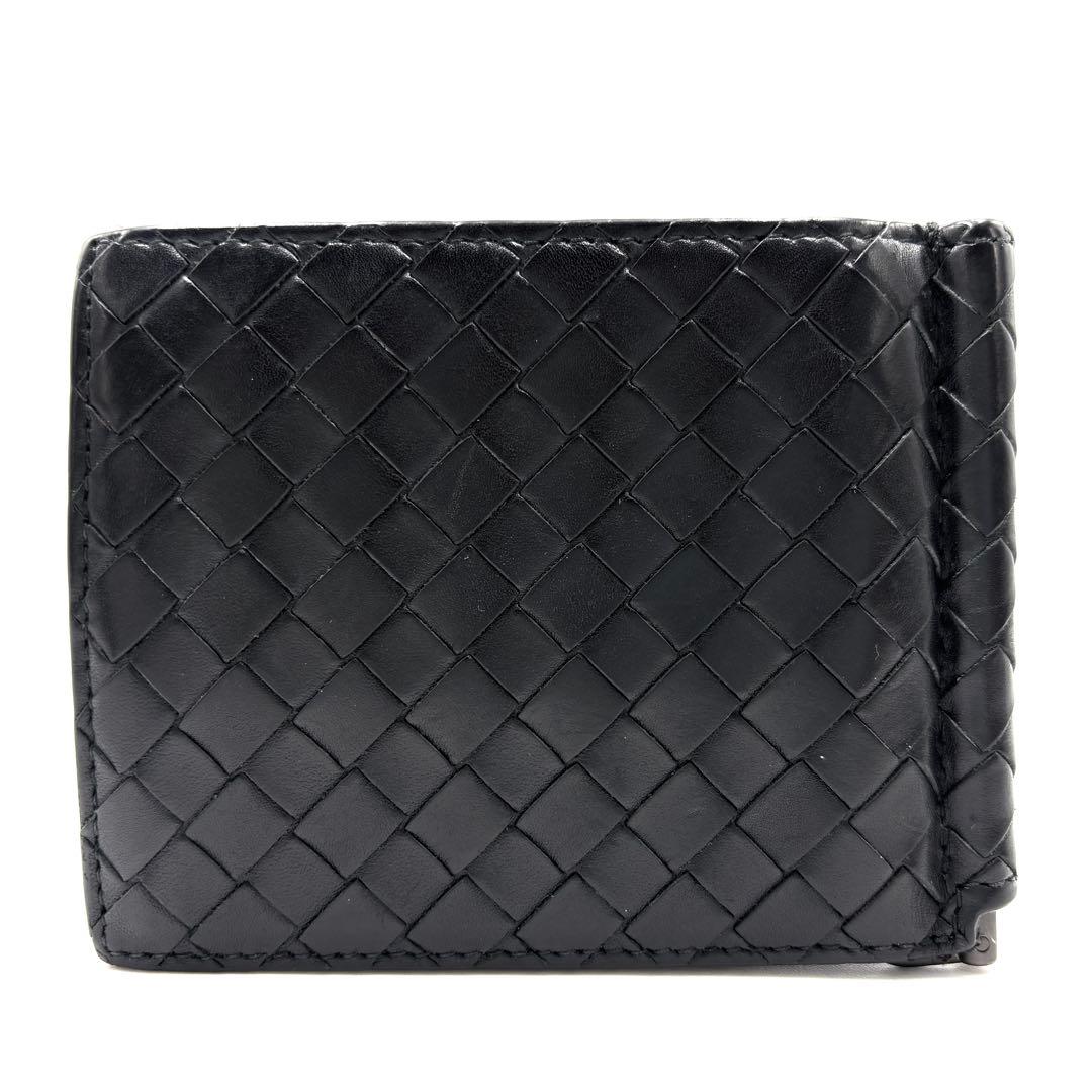 【美品】ボッテガヴェネタ マネークリップ イントレチャート レザー メンズ 黒