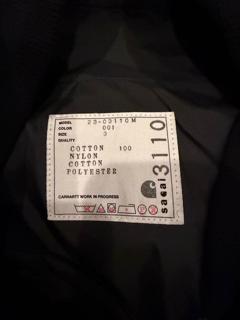 ジャケット・アウター sacai x Carhartt WIP Canvas x MA-1 size3