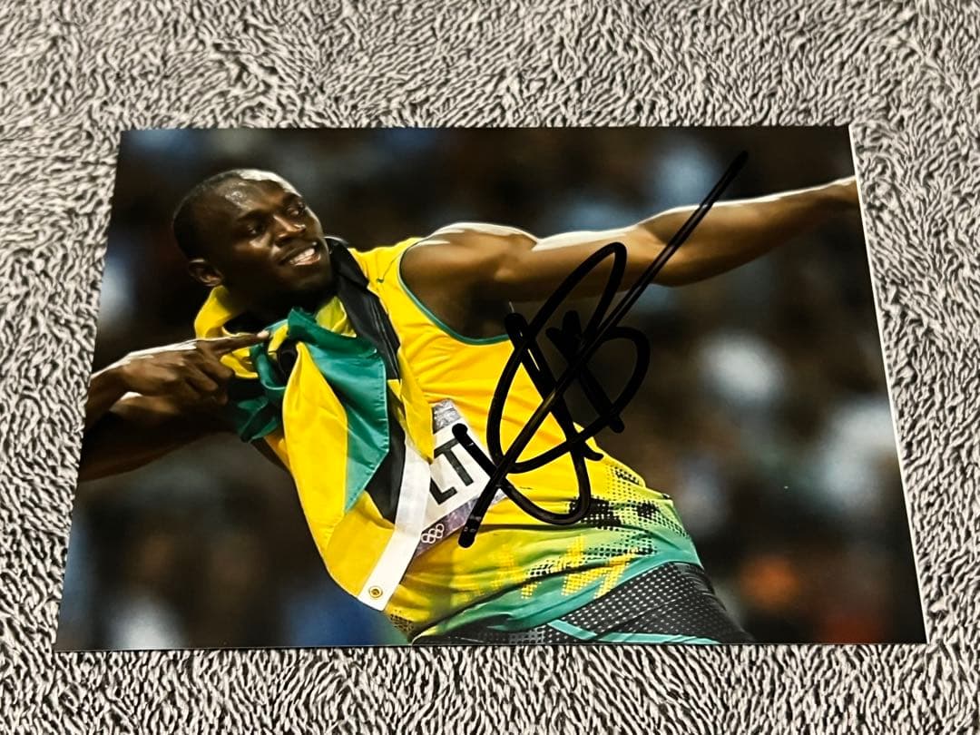 ウサインボルト　直筆　サイン　写真　Usain Bolt