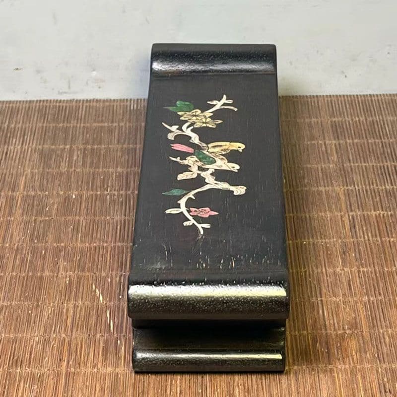 紫檀 象嵌貝殻 墨床 机面置物 筆架文房置物·案頭筆棚 書道具現代工芸品美術品