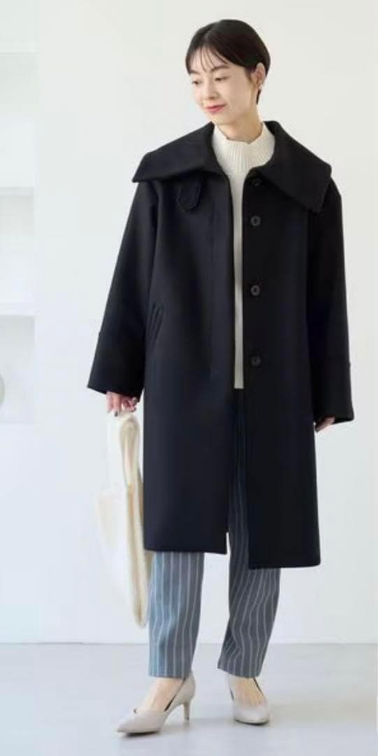 ユナイテッドアローズ レディース メルトンビックカラーコート M ネイビー