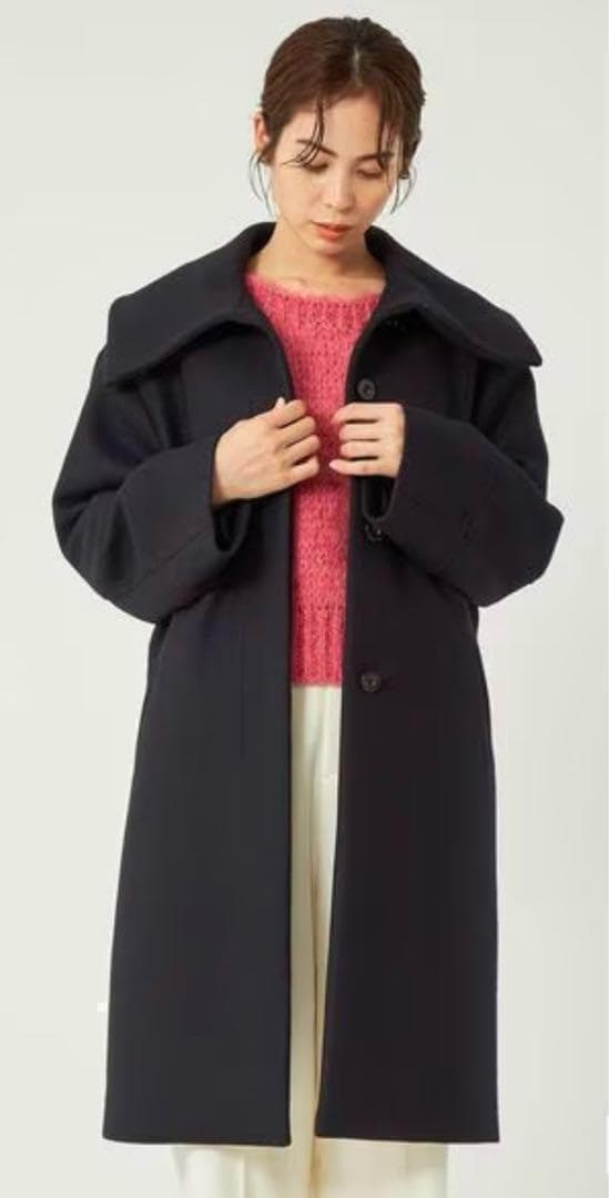 ユナイテッドアローズ レディース メルトンビックカラーコート M ネイビー