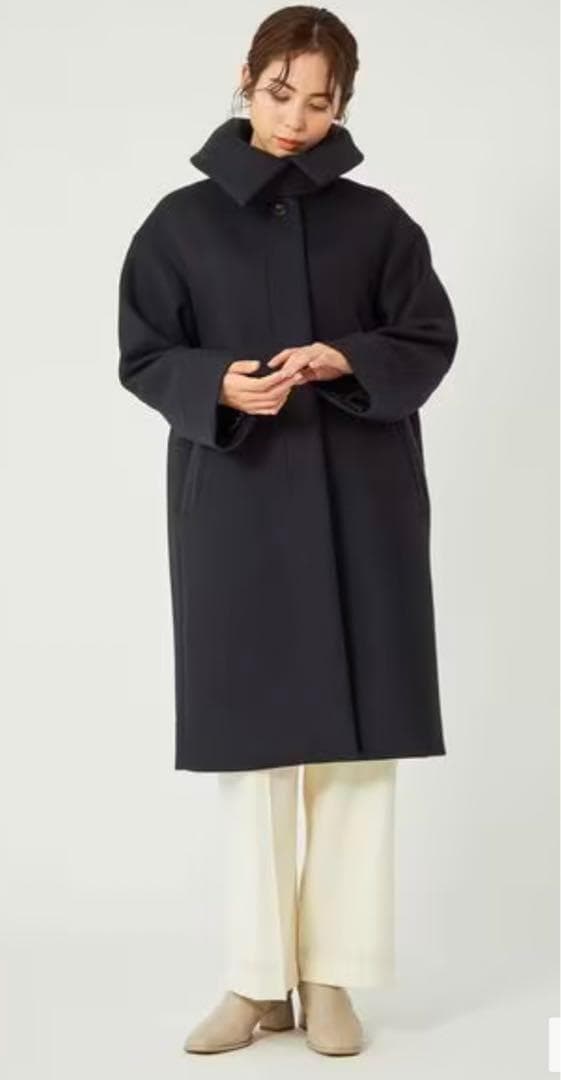 ユナイテッドアローズ レディース メルトンビックカラーコート M ネイビー