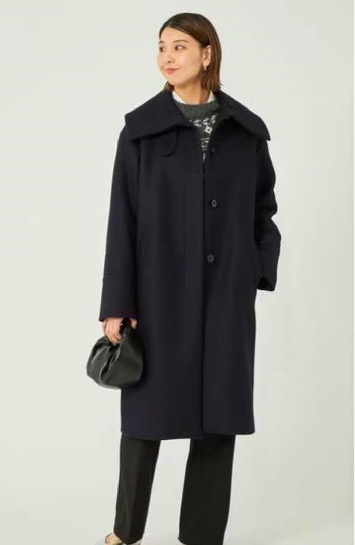 ユナイテッドアローズ レディース メルトンビックカラーコート M ネイビー