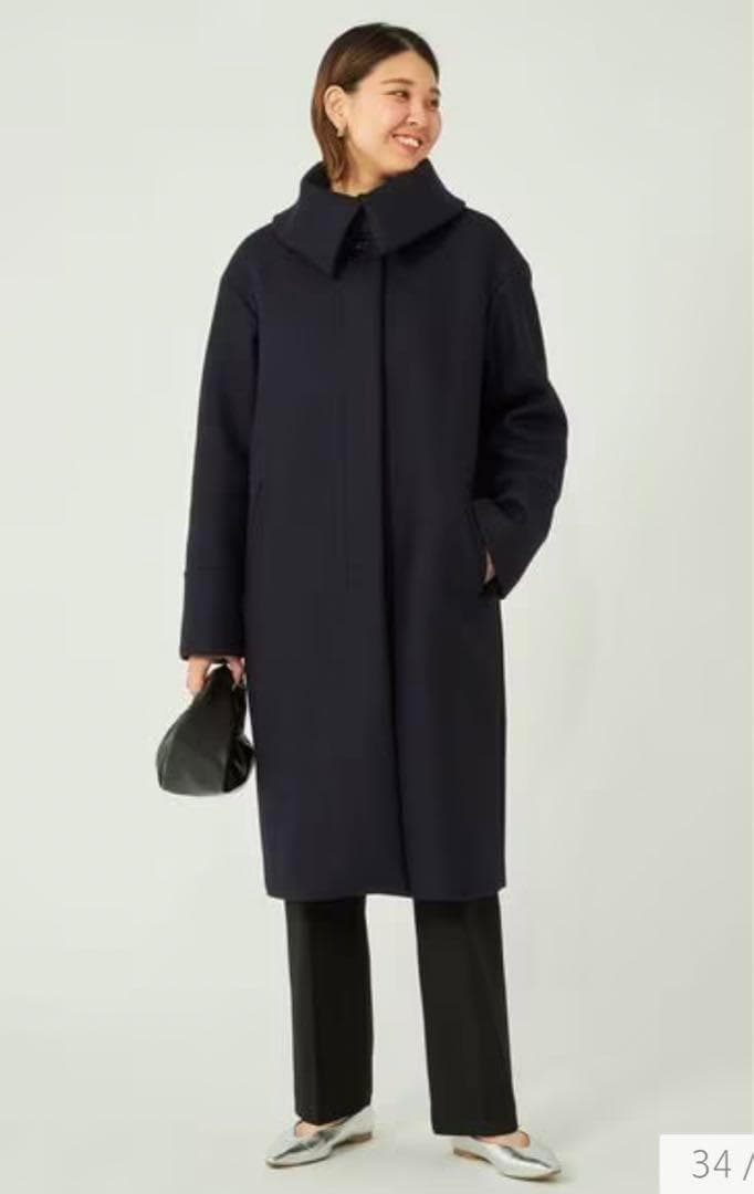 ユナイテッドアローズ レディース メルトンビックカラーコート M ネイビー