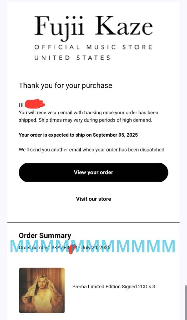 藤井風　アメリカ公式ストア限定　直筆サイン入り　アルバム　Prema