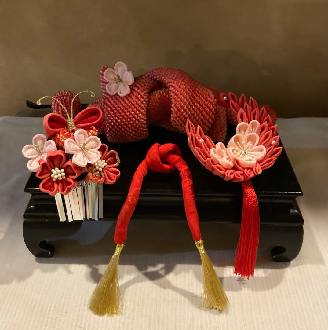 専用　七五三　小さめさん対応　羽と蝶々のコーム簪セット　Uピン簪　玉簪