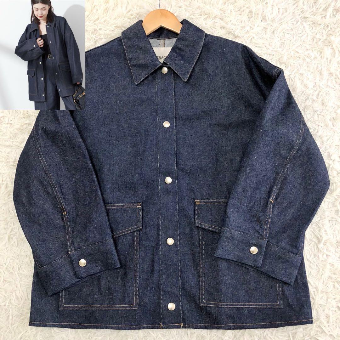 【未使用級】 L'ESSAGE デニム カバーオール インディゴ フリー