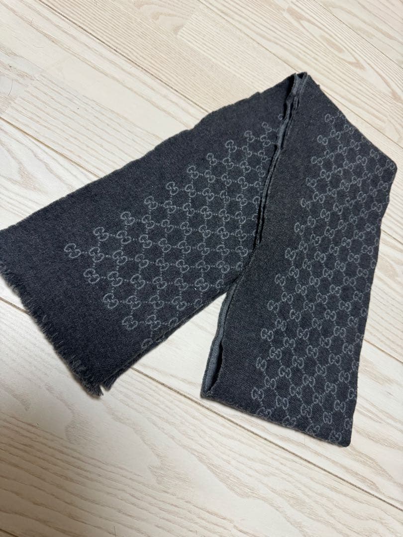 GUCCI GGパターン マフラー グレー　グッチ