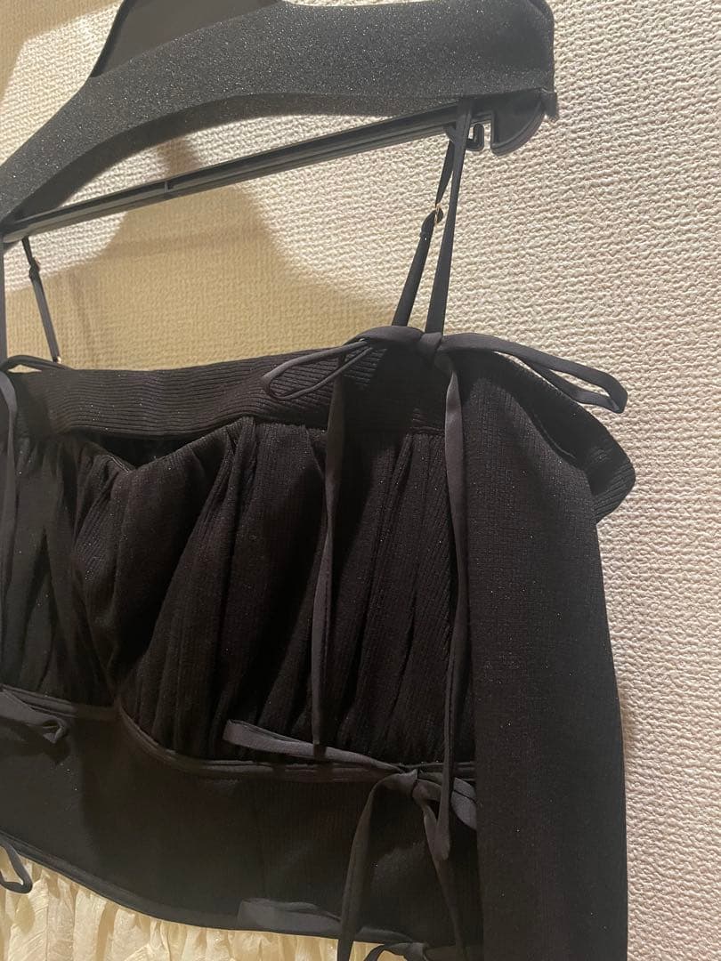 （完売品）m.me.eme ラッフルフリルシフォンドッキングワンピース