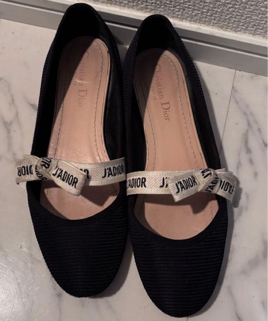 AyaChristian Dior ブラックバレエシューズ