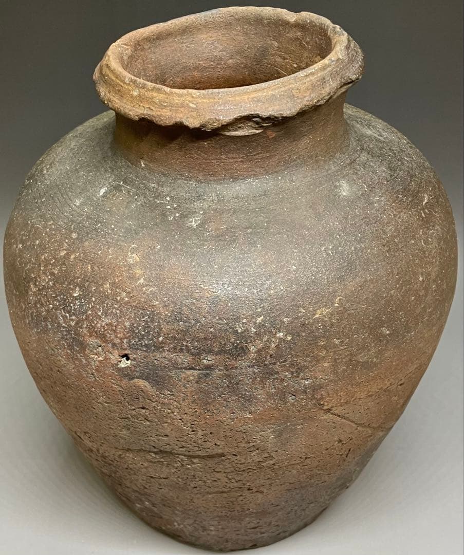 桂又三郎織　古伊賀　銭瓶壺　桃山時代　Z503