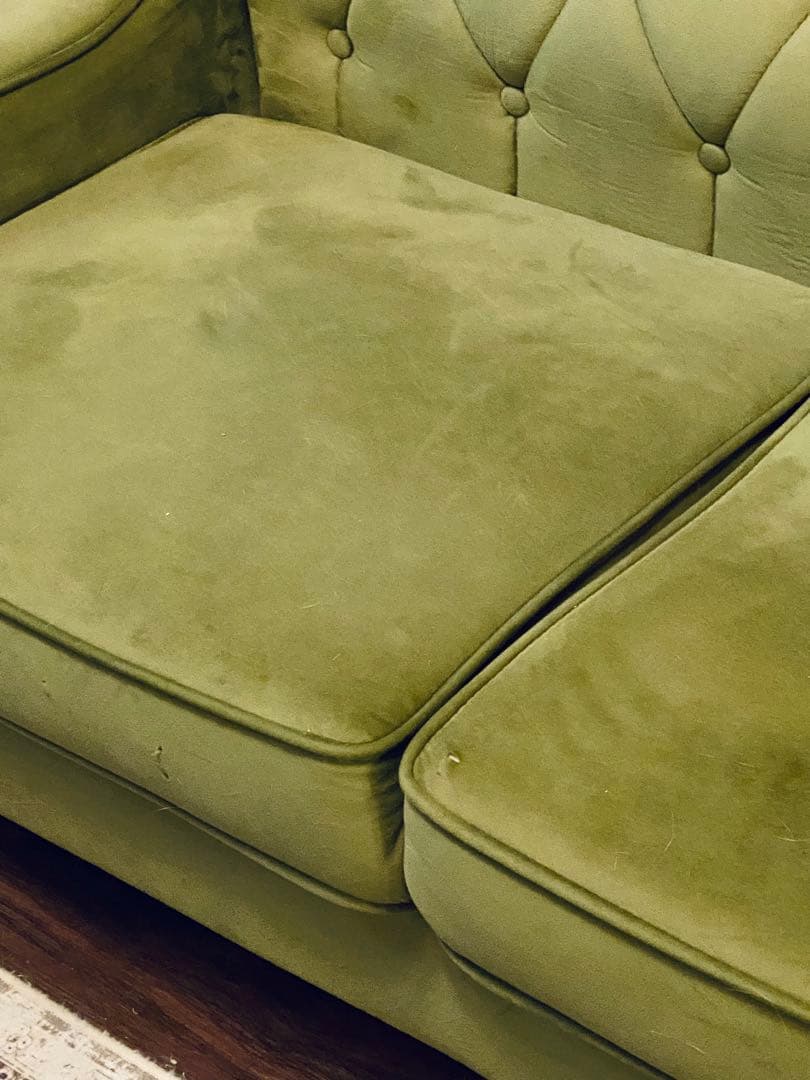 【送料込】アンティーク調 2人掛けソファ 2WAY仕様・オリーブグリーン