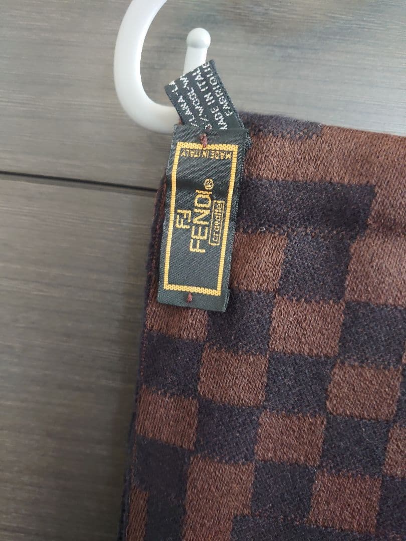 Fendi ブラウン チェック柄 マフラー
