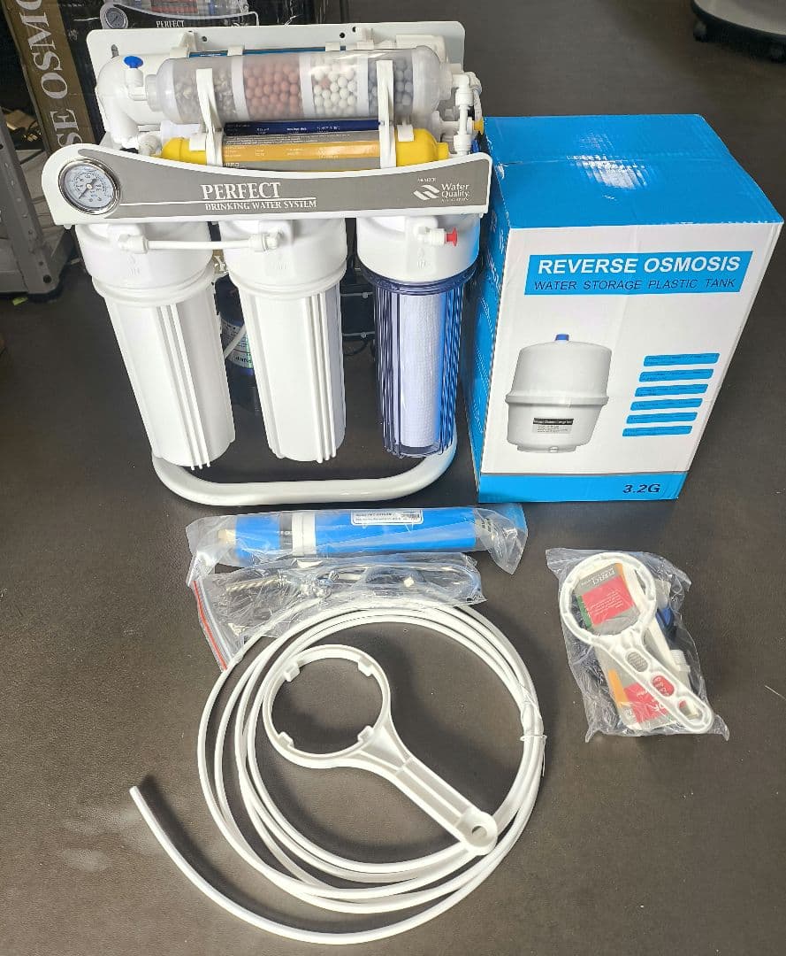 新品 逆浸透膜 浄水器 タンク、ポンプ付 7ステージ75ガロン RO 純水