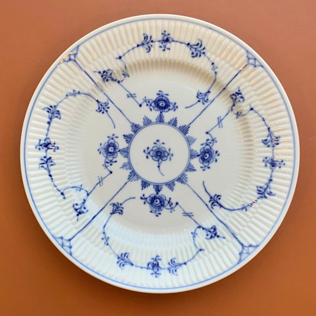 ビンテージ・ロイヤルコペンハーゲン・2枚Φ21cm・ブルーフルーテッドプレイン