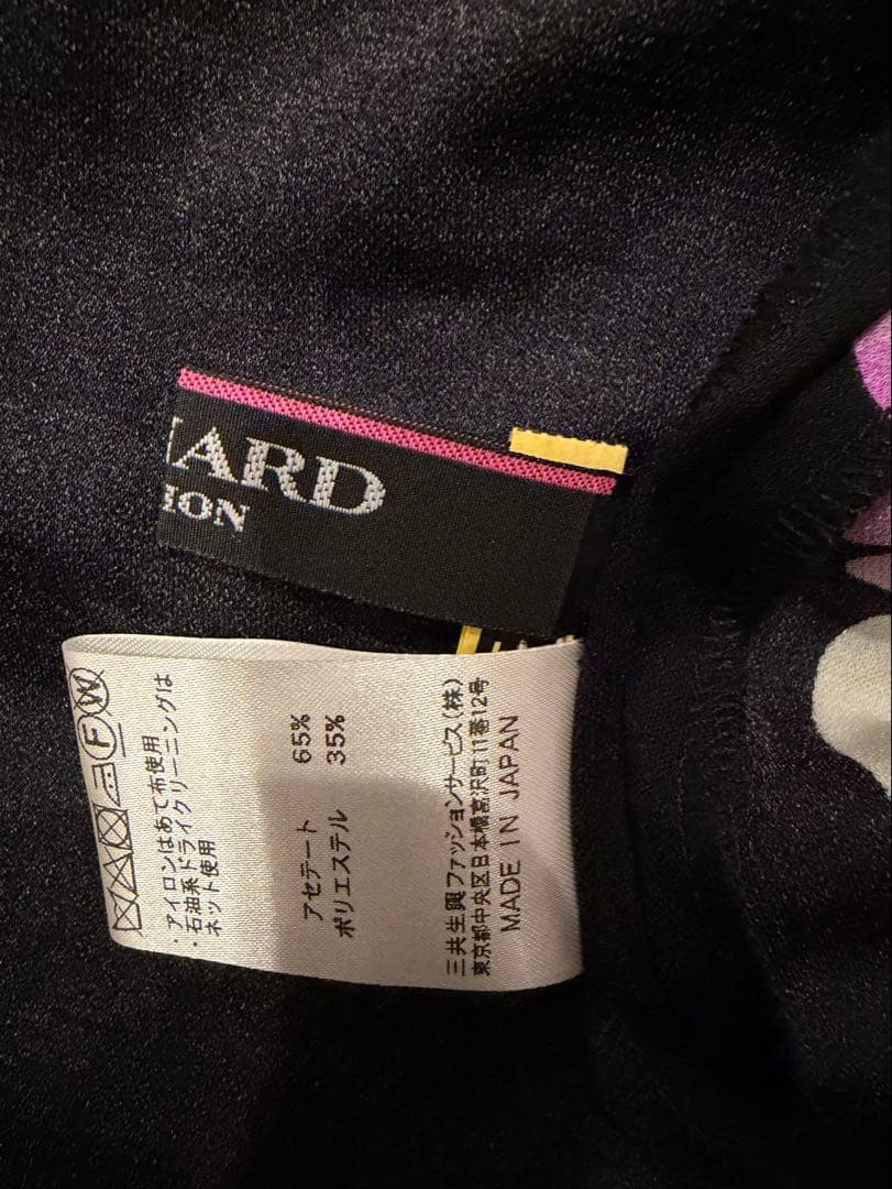 花柄 五分袖チュニック 黒