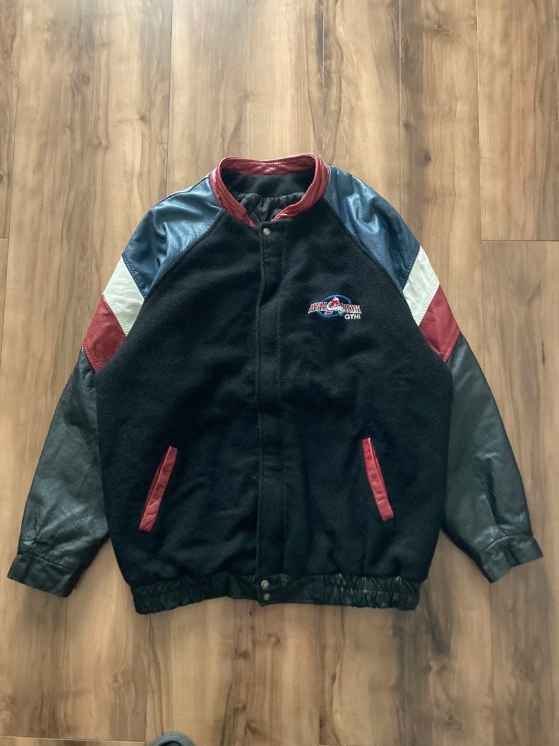 NHL Colorado Avalanche コロラドアバランチ 袖革スタジャン