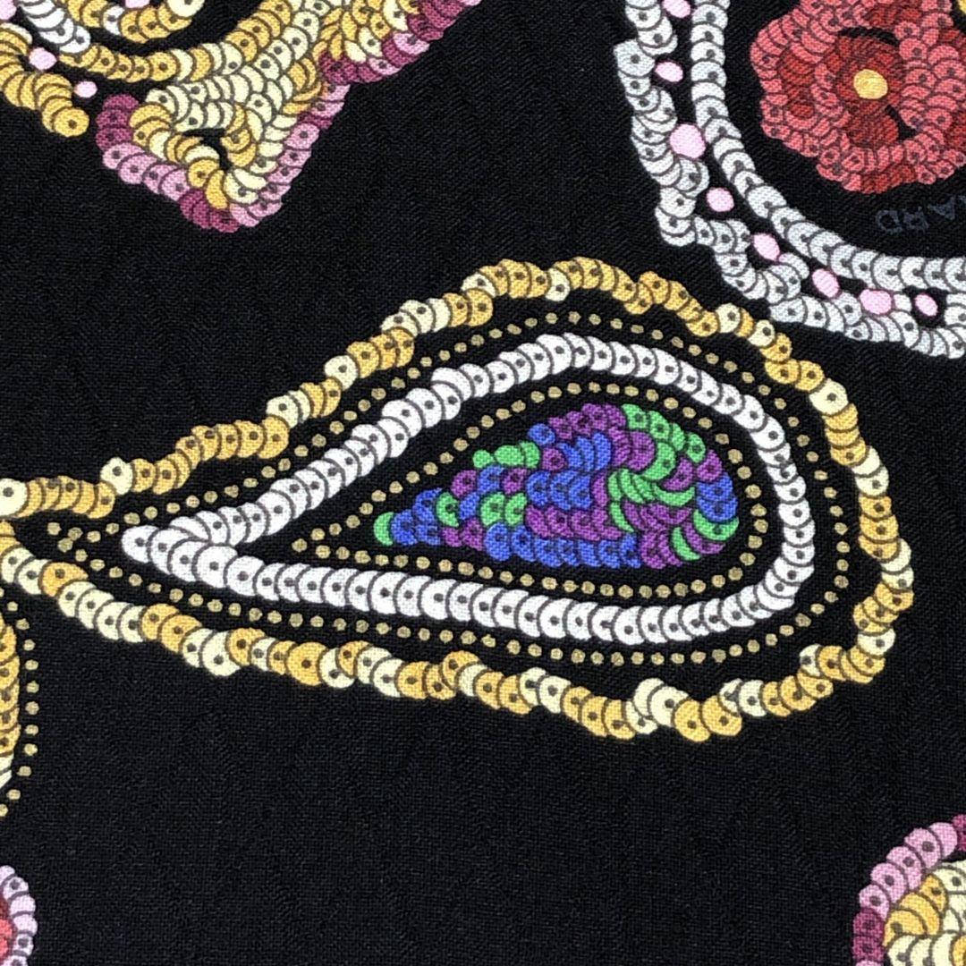 極美品✨ レオナール 金ボタン シルク混 ペイズリー柄 黒 ジャケット コート