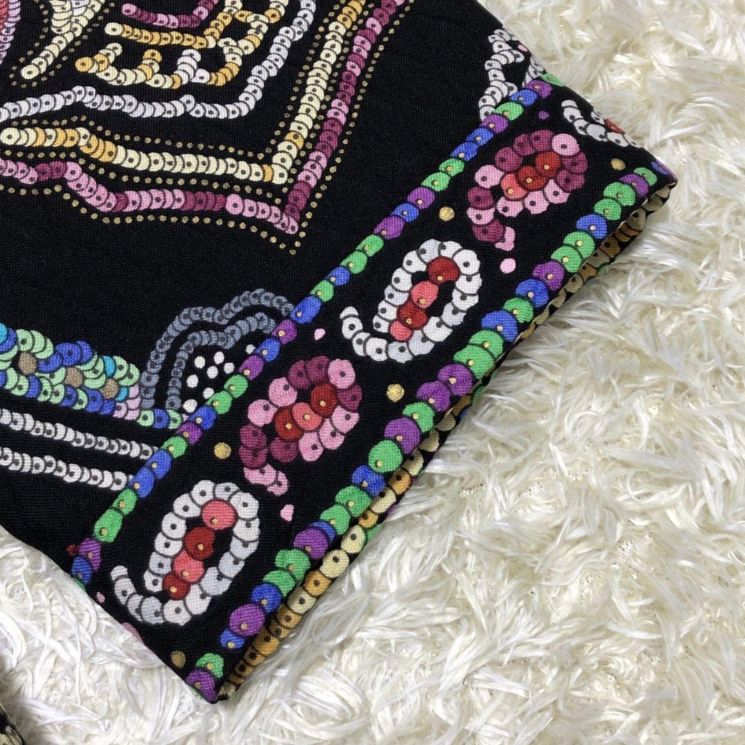 極美品✨ レオナール 金ボタン シルク混 ペイズリー柄 黒 ジャケット コート