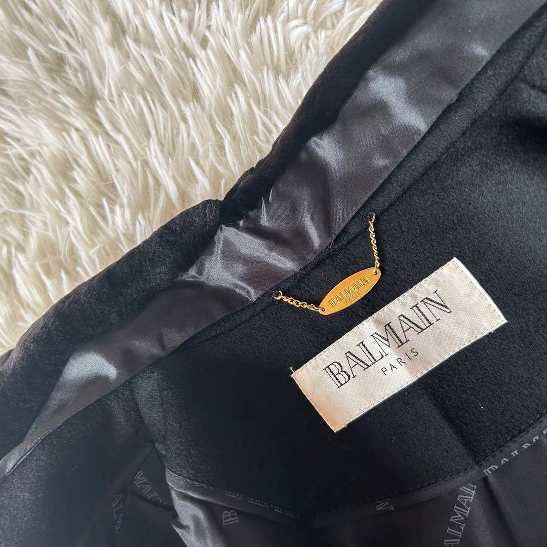 美品バルマン　大きいサイズ15号　滑らか　上質カシミヤロングコート