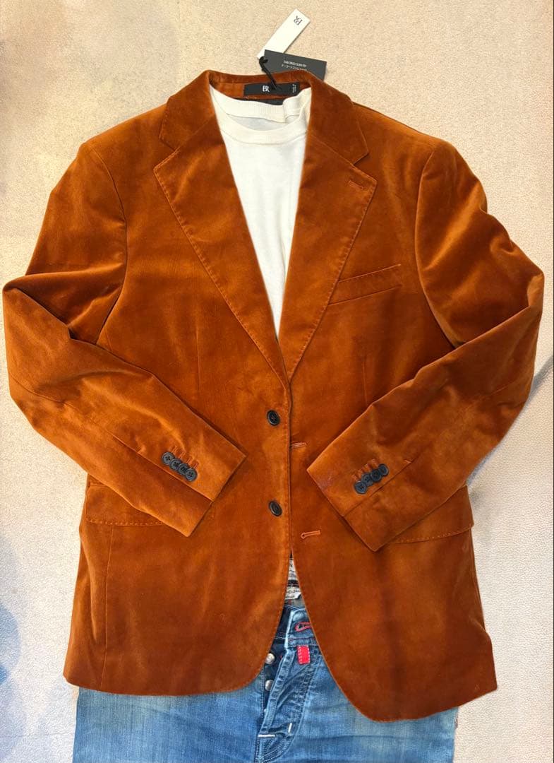 【新品4.5万】バナナリパブリック　オレンジ ベルベットジャケットLサイズ