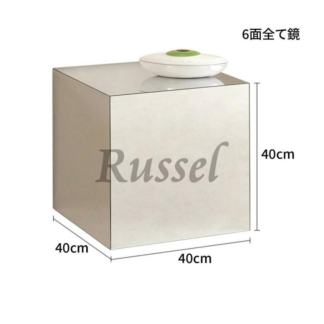 サイドテーブル ミラー 正方形 反射 鏡面 モダン シック インテリア モノクロ