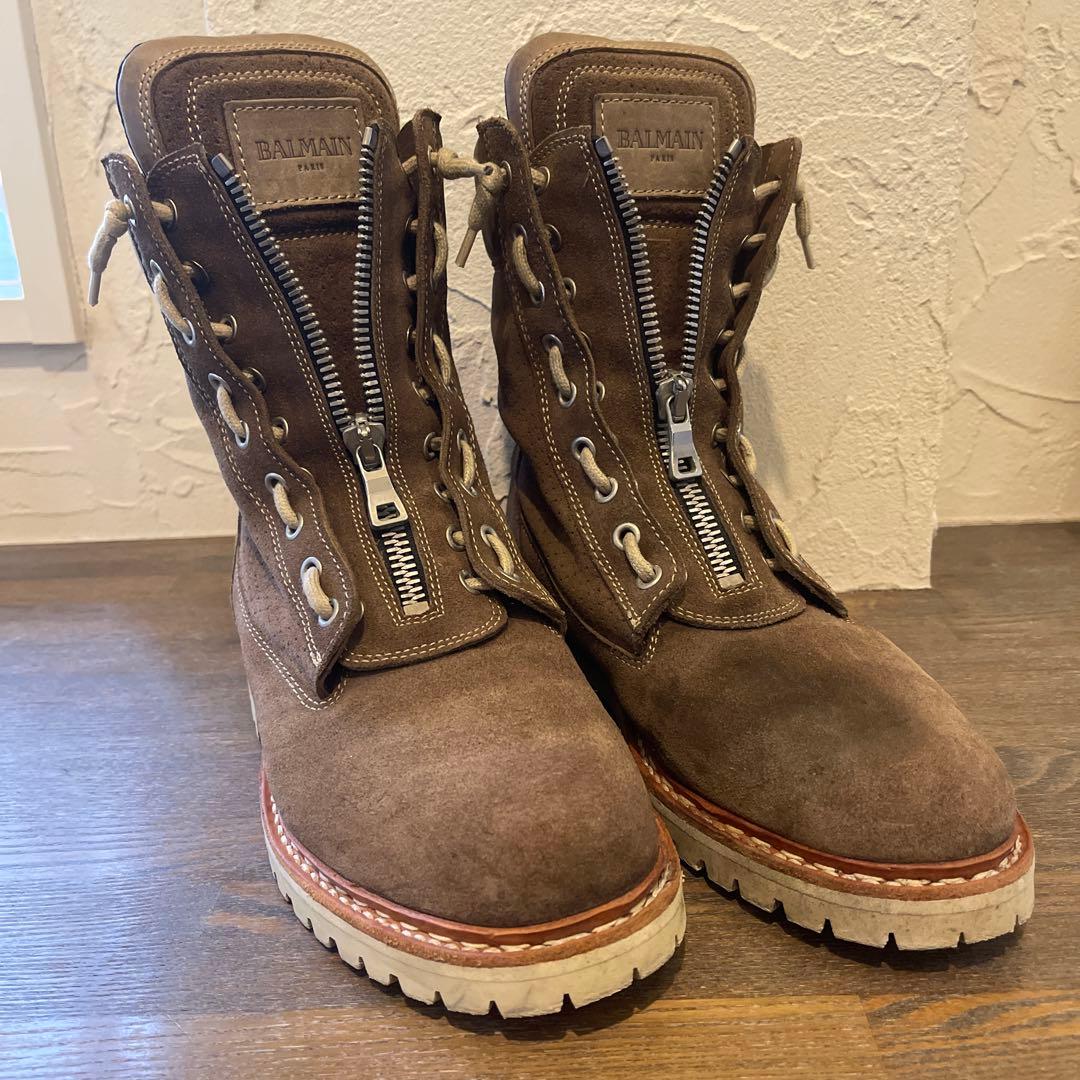 BALMAIN ブラウン スエード ブーツ