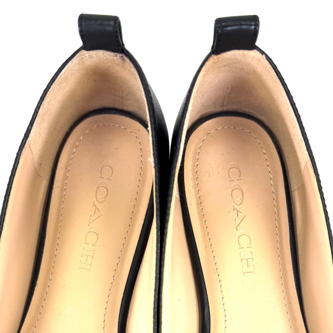 【未使用級】COACH コーチ フラットシューズ レザー ブラック 24.5cm