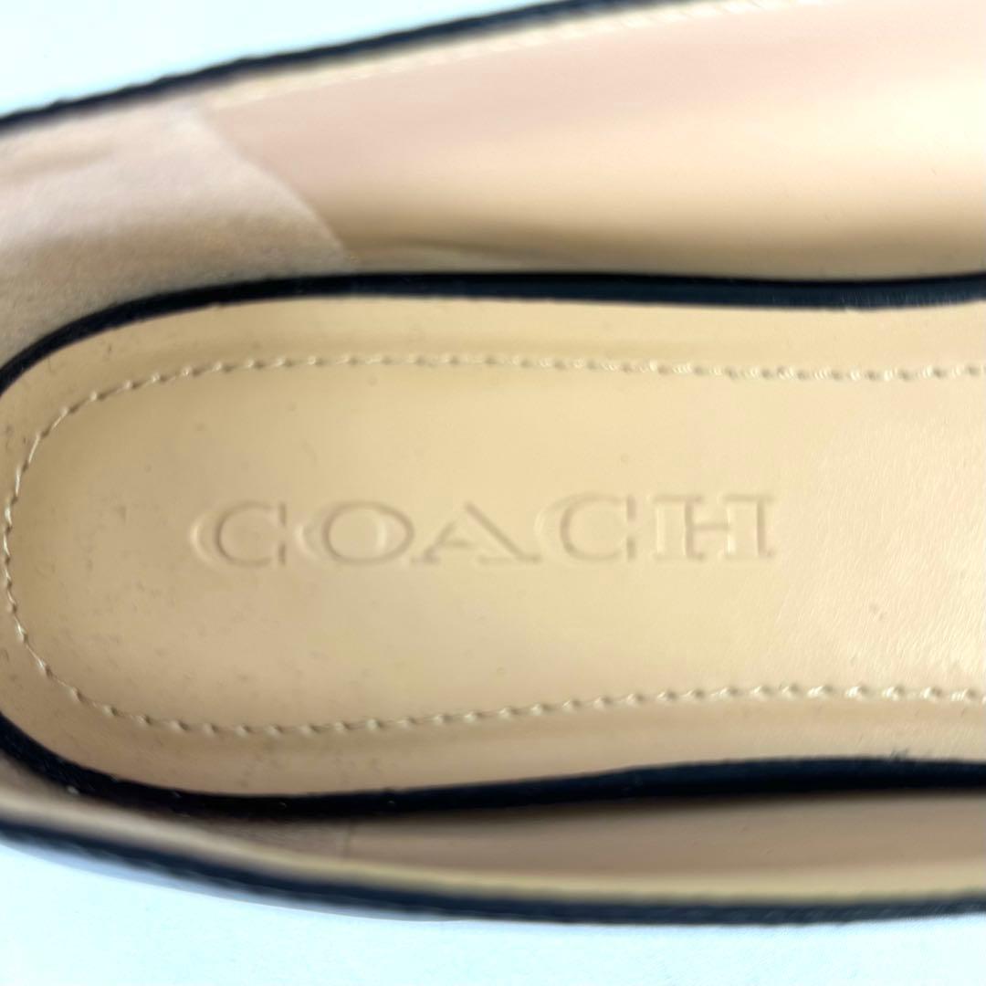 【未使用級】COACH コーチ フラットシューズ レザー ブラック 24.5cm