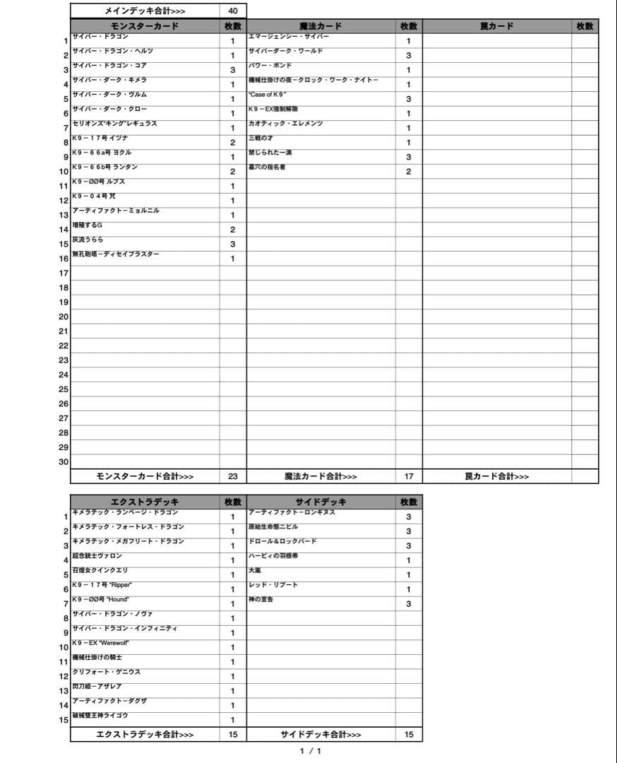 末期様 オーダーメイド 遊戯王デッキ作成