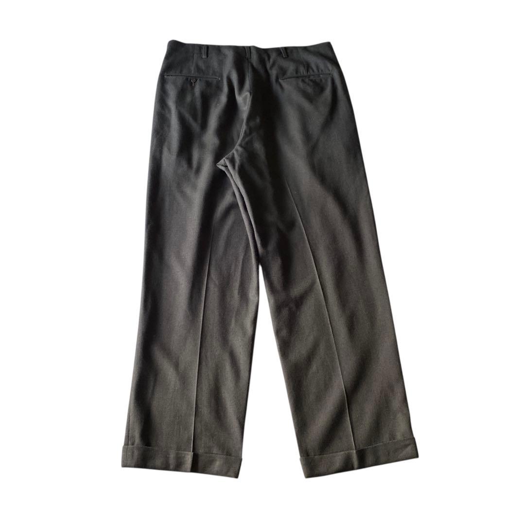 60s US vintage ウールギャバジン ワンタック ワイドスラックス