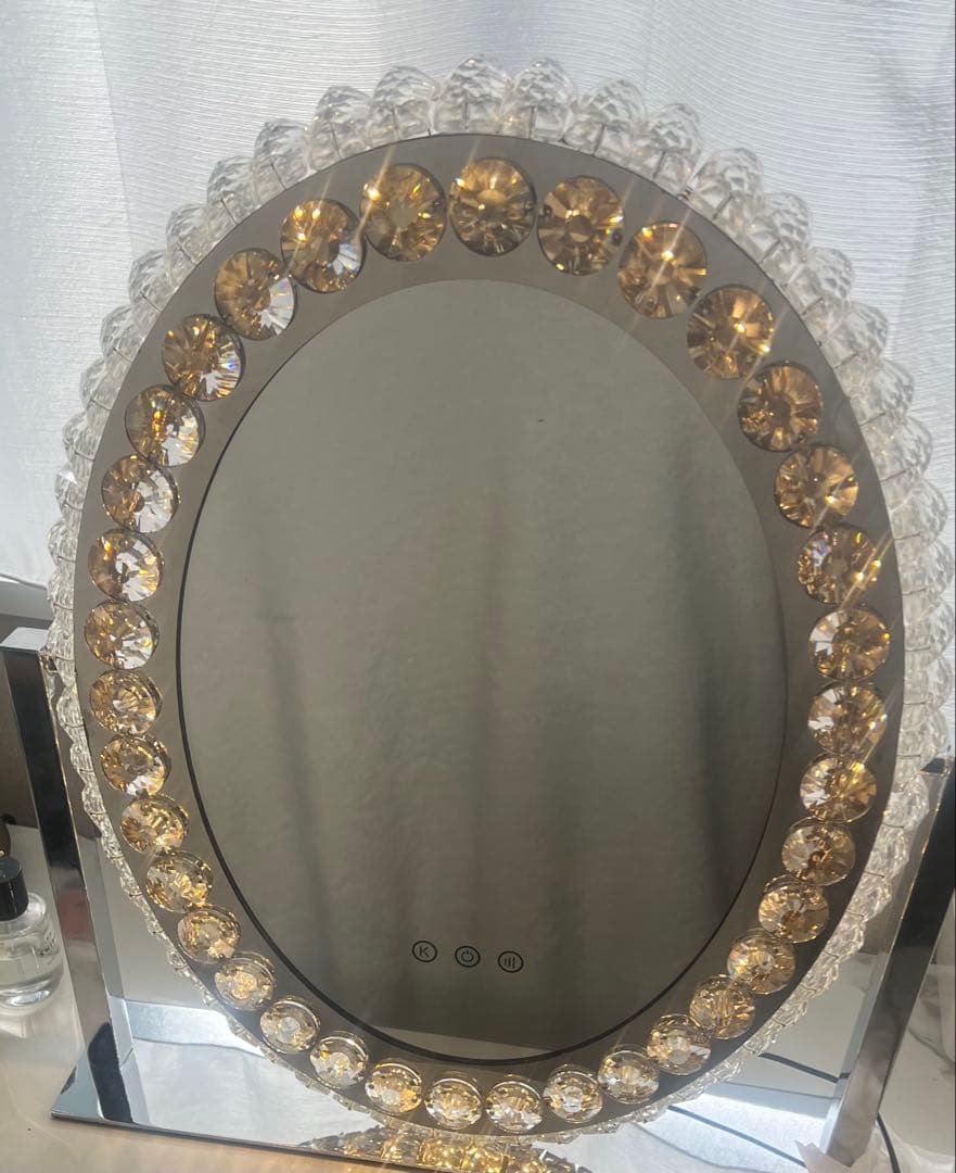 ハリウッドミラー 卓上 女優ミラー ラウンド クリスタルミラー