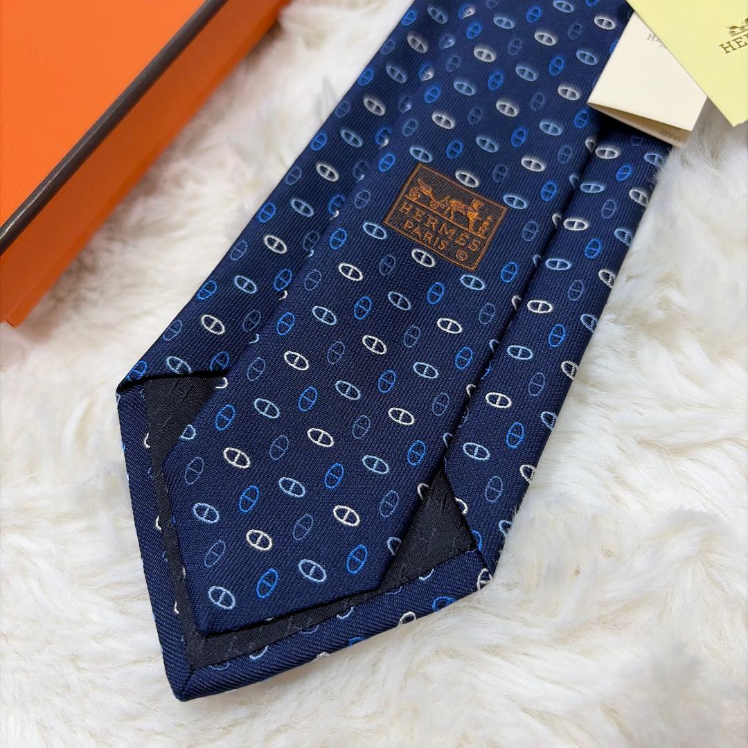 新品未使用 HERMES エルメス H柄 マイヨン シェーヌダンクル ネクタイ