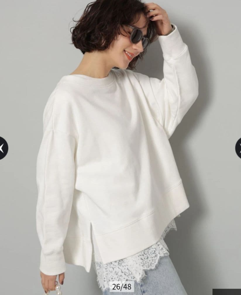 アルページュストーリー　正規品新品　裾レースロングTシャツ　白