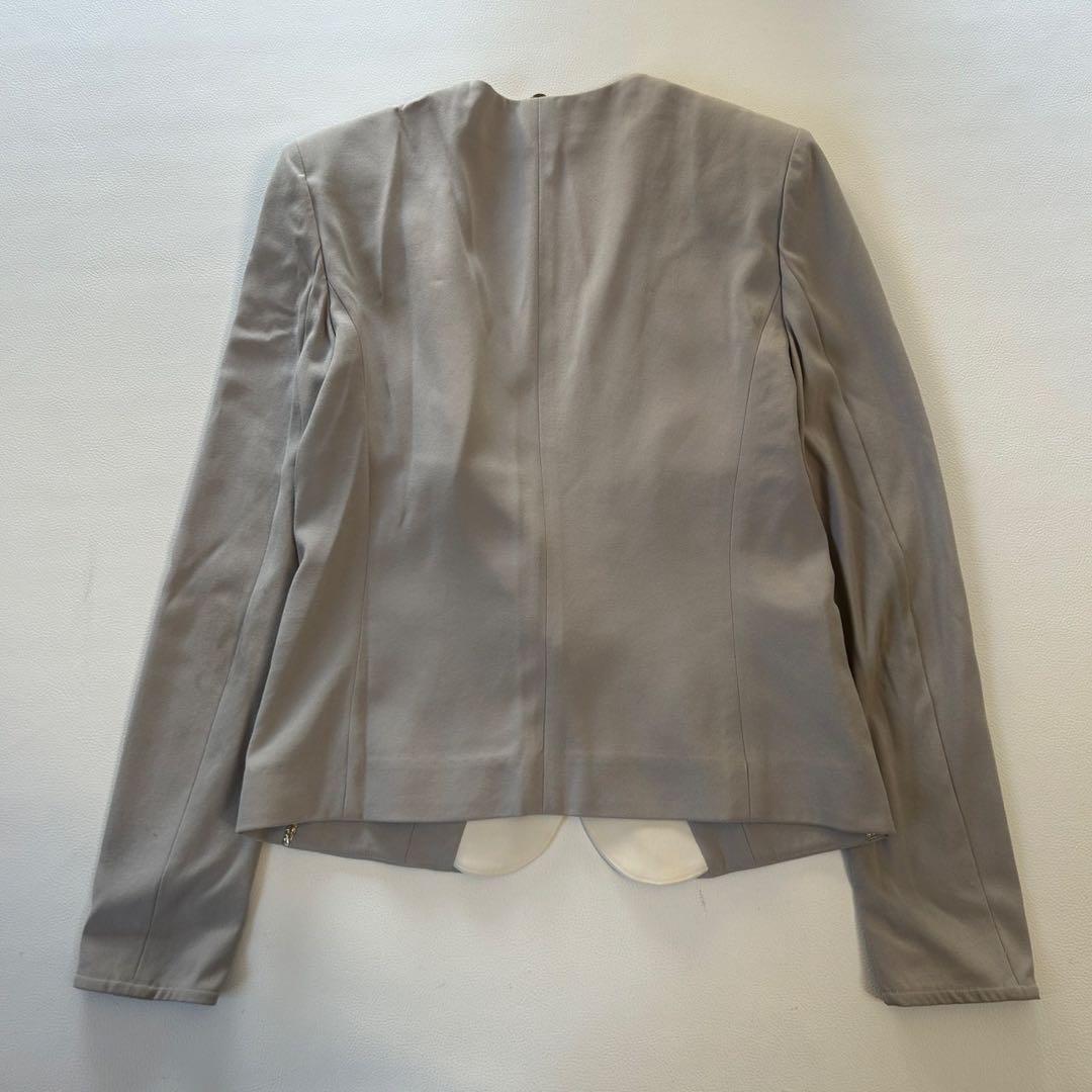 ベイジ セットアップノーカラー スーツ CINDY シンディ ライトグレー