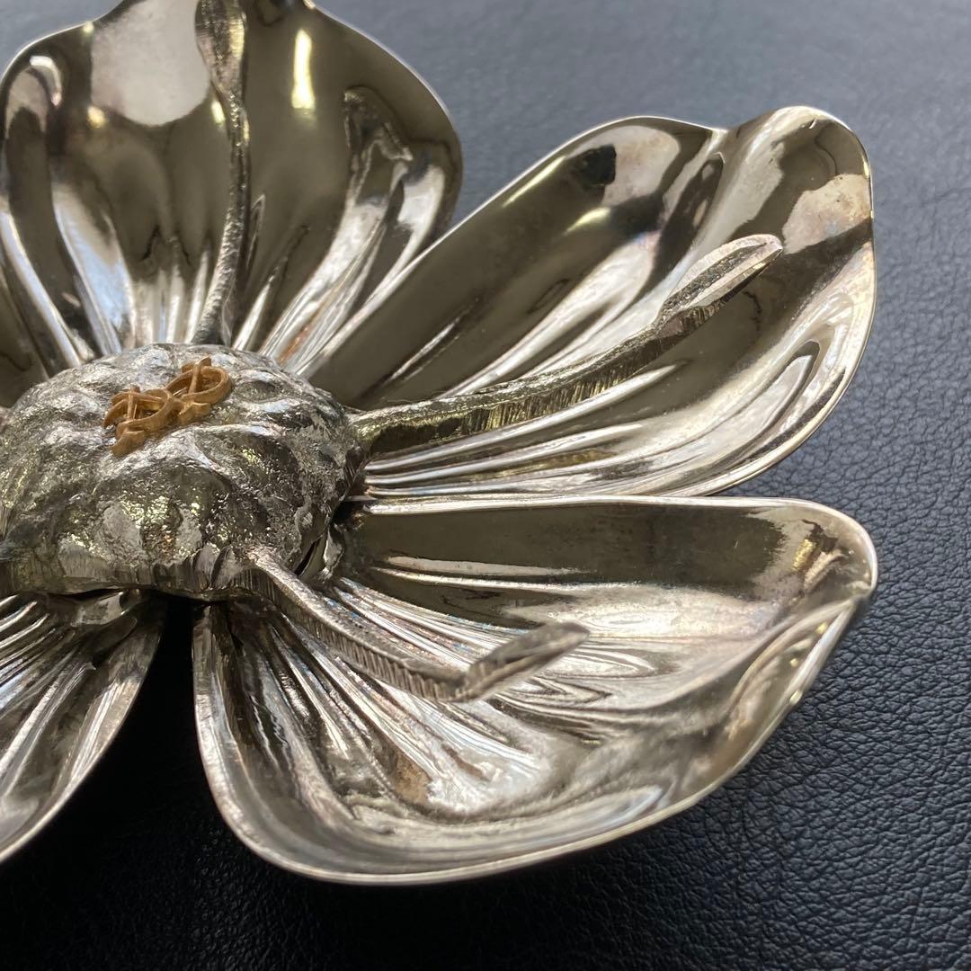 花びら トレイ プレート 小物置き 灰皿 置物 金属 銀色 レトロ ヴィンテージ