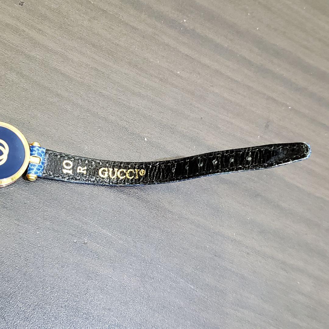極美稼働品　グッチGUCCI シェリーライン ブルー　ゴールド レディース腕時計